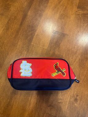 New St. Louis Cardinals Red Navy Zip Pouch Organizer Pencil Makeup Travel Bag